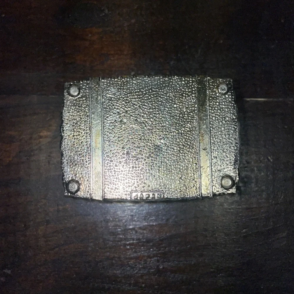Vintage Jewelry Silverplate Casket Picnic‎ Basket Straps Trinket Box